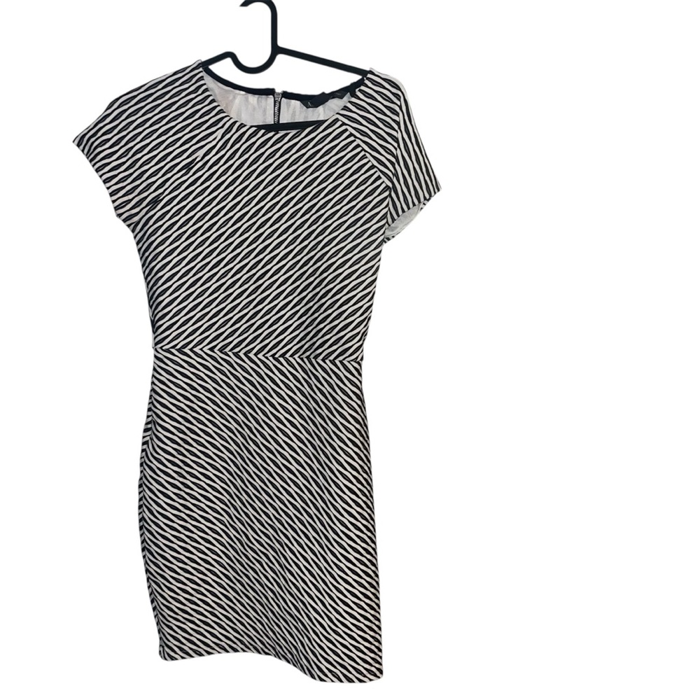 Armani Exchange Black and White Sheath Mini Dress
